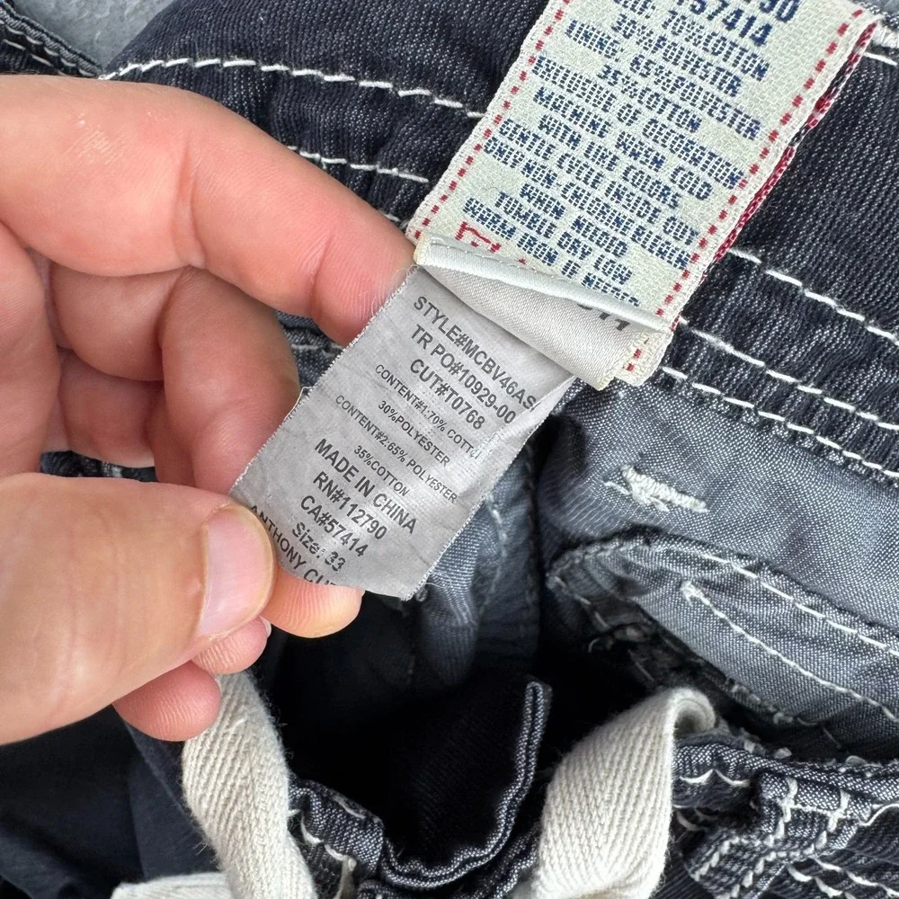 True Religion Shorts Mens 33 Micro Corduroy Cargo Drawstring Y2K Thick Stitch